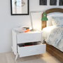 Hanah Home Mesilla de Noche Blanca con 2 Cajones, Moderna y Elegante, Mueble Auxiliar Dormitorio 60x58.6x42.1 cm